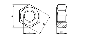Sexkantsmutter M6M ISO 4032 A2 M36 TÜV